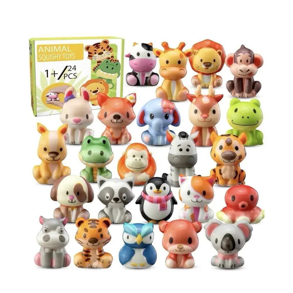 Party Favors for 24PCS Safari Animal Squishy Toys Goodie Bag Stuffers